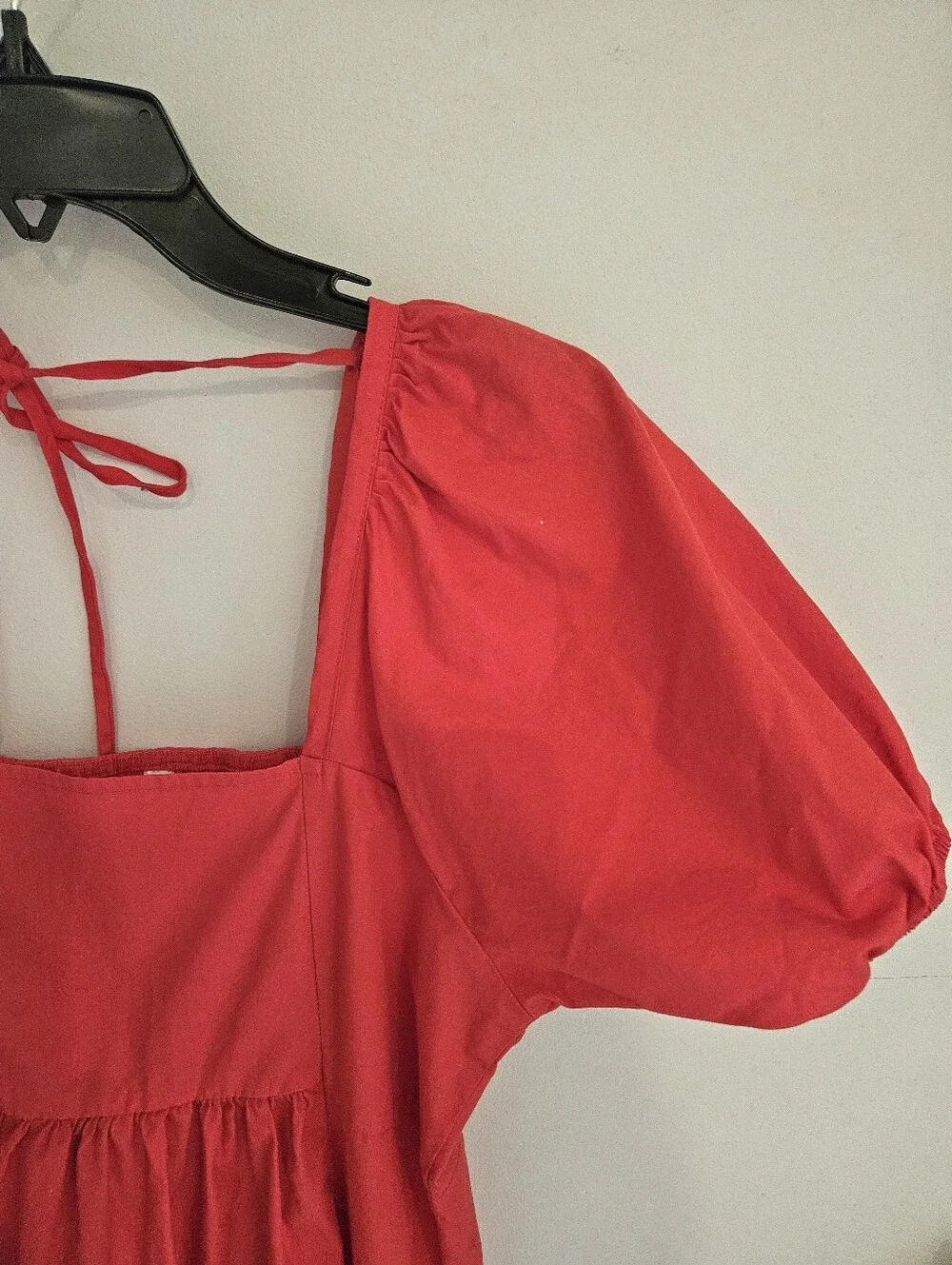 Draper James Mini Dress Red Orange Smocked Back Puff Sleeves